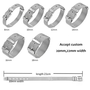 Vòng Tay Trượt Vòng Tay Dây Đeo Cổ Tay Có Thể Điều Chỉnh Được Bằng Lưới Thép Không Gỉ 8Mm 10Mm Kèm Khóa Vòng Tay Chữ Cái Charm Trượt Bảng Chữ Cái - Product Image 5