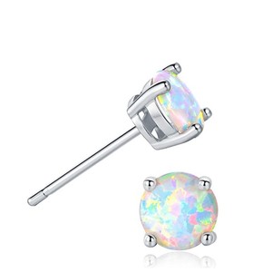 Stainless Steel <b>Opal</b> Stud <b>Earrings</b> Set | Multi-Color Iridescent Stones with 0.8MM Rod | Hypoallergenic Waterproof & Non-Fading - Product Image 3