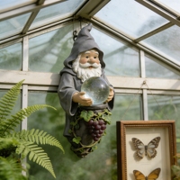 Ornement mural en résine, boule de cristal, gnome, décoration de vigne, peint à la main, personnalisable, tendance, DIY, pour cour/hall d'entrée, magie