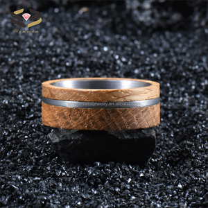 Anillo de madera de barril de whisky sólido Natural de 8mm para hombres, joyería de madera, anillo de compromiso de boda de tungsteno de moda - Product Image 6