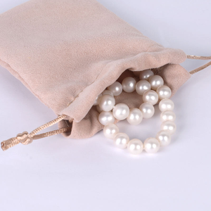 Sacs cadeaux en ruban de daim ivoire avec cordon de serrage pour bijoux, lunettes, bagues et boucles d'oreilles - Pochette de rangement avec logo personnalisé - Product Image 2