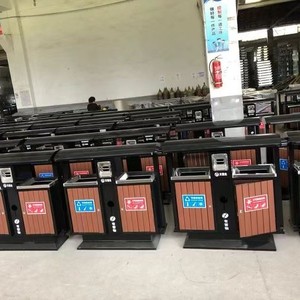 Zhongming Outdoor Steel And Wood Trash Can 100X40X100Cm <b>Square</b> With Lids For Residential Sanitation - Product Image 4