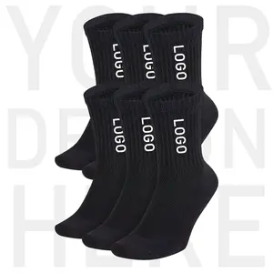 High Quality Personalized Design Sports Socks Custom Logo Pure Cotton Men's Socks Custom Logo Black Crew Socks