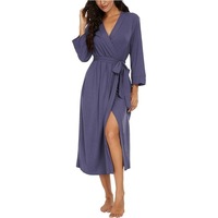 Nouveau Bambou Femmes Kimono Robes Long Tricot Peignoir Léger Doux Tricot Vêtements De Nuit Col En V Casual Dames Loungewear
