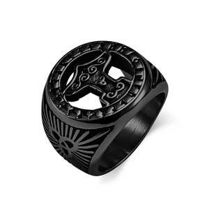 Retro-style Celtic triangle knot <b>titanium</b> steel <b>ring</b>, unique and niche Viking eternal knot battle axe punk jewelry. - Product Image 5