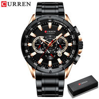 Montre-bracelet étanche Curren 8363 en acier inoxydable, style luxe pour homme, mouvement à quartz, avec boîte