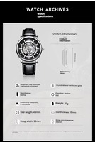 Montre mécanique squelette pour homme TEVISE T893, mouvement automatique, bracelet en cuir et acier, étanche, luxe, décontractée, tendance