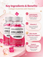 Bonbons Gommeux au Collagène et Vitamine C avec Poudre de Cerise Acerola pour la Santé de la Peau, Sans Sucre, Supplément OEM ODM Personnalisé