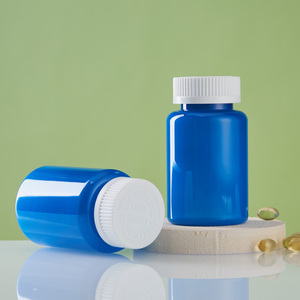 Bouteilles en plastique bleu mat de qualité supérieure de 5 oz avec bouchons côtelés blancs, flacon en plastique PET givré coloré pour pilules et compléments alimentaires - Product Image 3