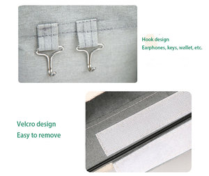 Para <span class=keywords><strong>Amazon</strong></span>, cesta de almacenamiento de tela para el hogar para <span class=keywords><strong>dormitorio</strong></span> montada en la pared, bolsa de almacenamiento de artículos diversos para cabecera multiusos - Product Image 6