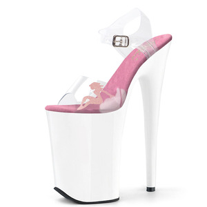 Sandalias Transparentes con Punta Abierta de 23cm, Tacón Alto y Fino de 9 Pulgadas, para Bailarinas Exóticas, Club Nocturno, Fetiche, Color Blanco - Product Image 1