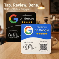 Carte NFC personnalisée pour avis Google, carte NFC en acrylique PCPVC NTAG215, code QR, évaluation par tapotement, ISO14443A, étanche