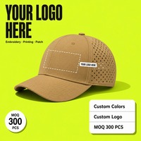 Toptan OEM ODM Özel Logo Lazer Kesim Altı Panelli Polyester Beyzbol Şapkaları Delikli Nefes Alabilen Hızlı Kuruyan Golf Şapkaları Hafif