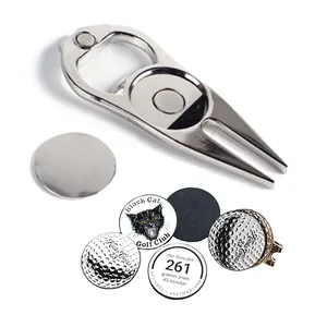 Wholesale Ball Marker Golf Divot Tool Bottle Opener Magnetic Pitch Fork