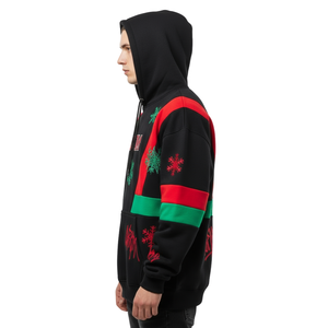 Luxury <strong>Xmas</strong> Designer Embroidery Boxy Fit Thick French Terry Holiday Season Casual Sweatshirt Unisex Men's <strong>Hoodie</strong> - Product Image 2