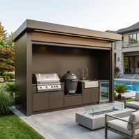 Cuisine extérieure ODM avec volets roulants, pod BBQ antibactérien au design moderne, cuisine extérieure en acier inoxydable avec abri pour villa