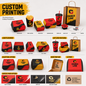 Caja de Embalaje Personalizada con Logotipo para Comida para Llevar, de Papel de Grado Alimenticio, para Restaurante de Comida Rápida, para Hot Dogs, Pollo Frito y Hamburguesas - Product Image 2