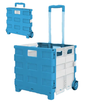 Chariot pliant bleu à roulettes pour le transport de courses et de marchandises – Projet de commande en gros