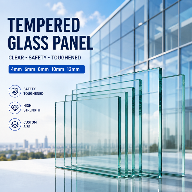 8mm 10mm 12mm Tempered Glass Manufacturer Clear Toughened Safety Glass Panels for Commercial Building Shopfront Door Windows