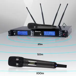 Professional wireless vocal mic set 2 uhf dynamic handheld Sinbosen wireless microphone range more than 100 meters