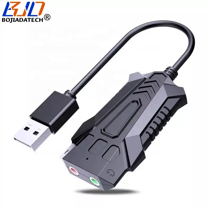 USB 2.0 harici ses kartı adaptörü ile 3.5mm kulaklık ve mikrofon Jack için MAC Mini dizüstü ahududu Pi PS4