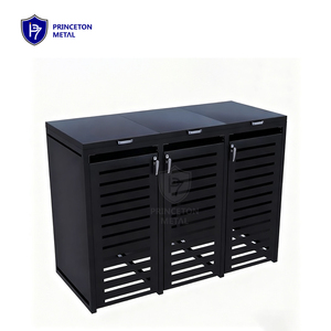 Cestino per Rifiuti in Alluminio Ecologico Impermeabile Princeton, Contenitore per Esterni con Copertura, Deposito per Bidoni - Product Image 1