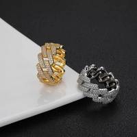 Bague en laiton plaqué or et argent avec zircone cubique, style hip-hop, bijoux pour femmes