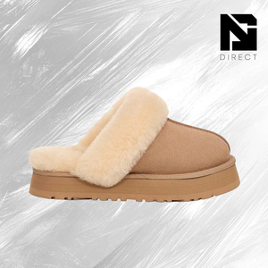 Pantuflas UGG Disquette para Mujer, Color Arena, Forradas de Piel, Punta Cerrada, Pantuflas de Invierno a la Moda - Product Image 3