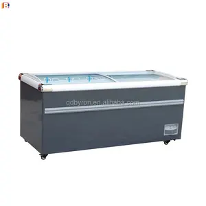 Top Profundo Combinado De Vidro Deslizante comercial Supermercado Ilha Freezer