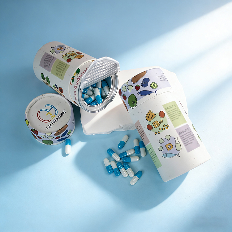 Factory Direct Customizable Biodegradable Eco-friendly Recyclable Sealed Medicine Paper Tubes Vanishing Hot Stamping Easy-tear