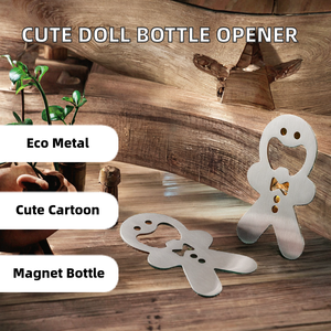 Abridor de Botellas de Cerveza con Diseño de Muñeca de Dibujos Animados, Abridor de Botellas de Vino de Acero Inoxidable, Portátil, Sostenible, Diseño Plano, Metálico - Product Image 2