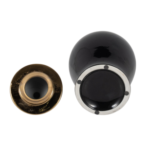 Vaso in ceramica con coperchio, finitura nera lucida, per decorazioni per la casa, soggiorno, camera da letto, cucina. - Product Image 6