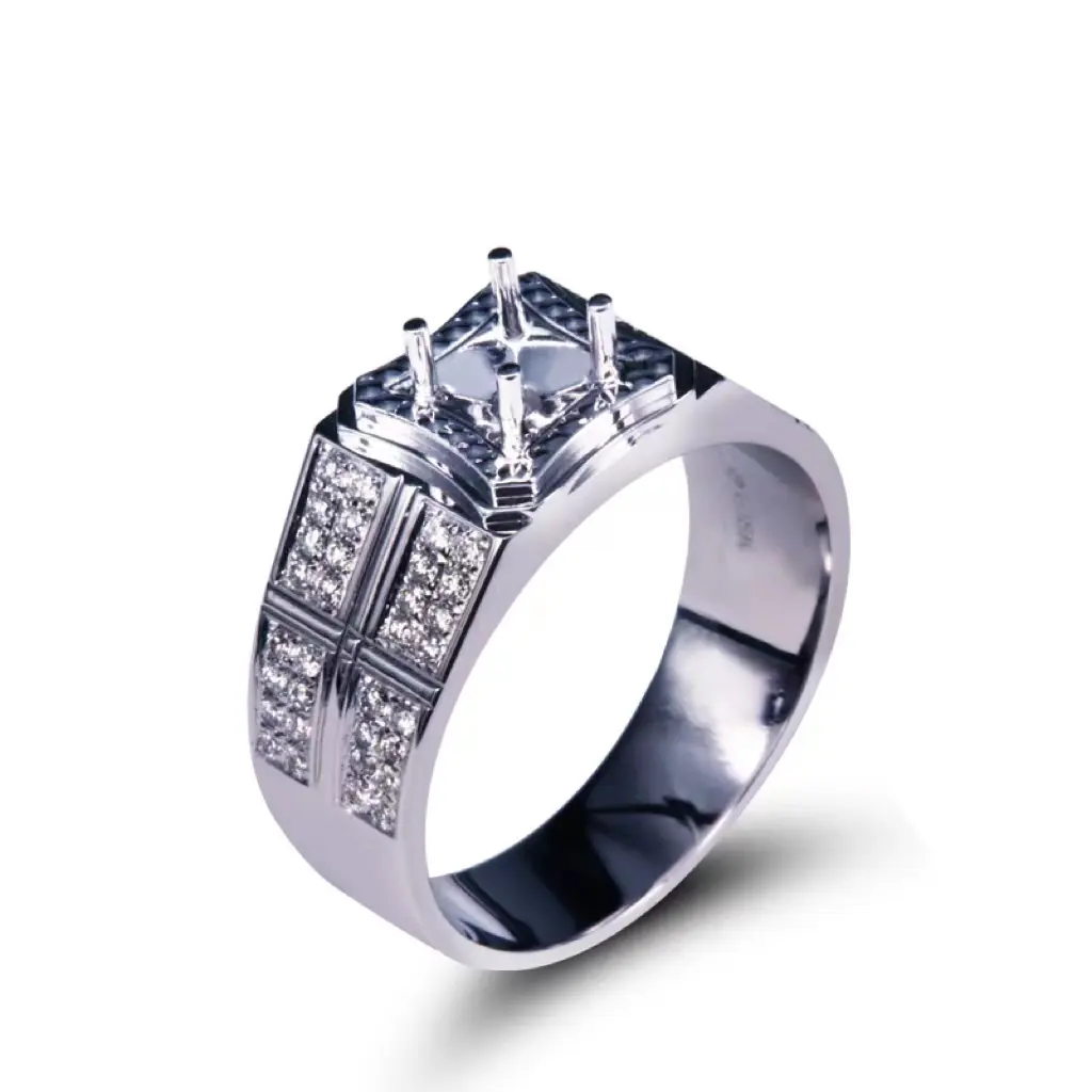 Massief Gouden Ring Montage Voor Mannen 18K Gouden Diamanten Ring Instelling Voor Bruiloft Aangepaste 18K Gouden Diamanten Ring