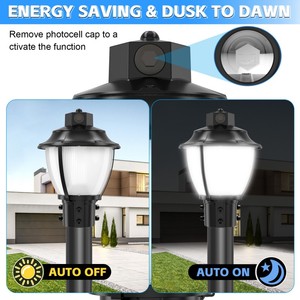 Lámparas de Poste LED para Exteriores, Resistentes al Agua IP65, Alimentación CA, Encendido/Apagado Automático, para Jardín, Patio, Césped, Camino y Entrada de Vehículos - Product Image 4