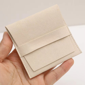 Pochette à bijoux en microfibre ivoire 8*8cm, pochette en velours de haute qualité pour emballage de bijoux, sac pour collier, bague, boucles d'oreilles - Product Image 2