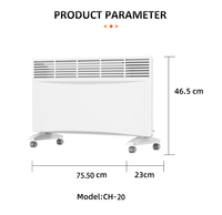 OEM ODM Chauffage par convection 1000/2000W, radiateur électrique portable à panneau métallique mural avec prise UK et contrôle WiFi
