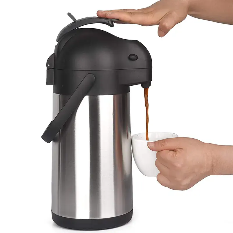 3 litros de aço inoxidável chá café vácuo quente e frio airpot dispensador jarra térmica com bomba
