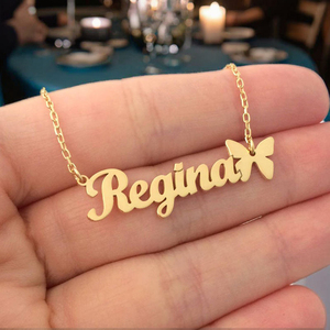 Collana con Ciondolo a Farfalla Personalizzabile <span class=keywords><strong>per</strong></span> Donne, Placcata in Oro 18K, Catena in Acciaio Inossidabile - Product Image 6