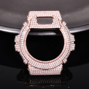 Boîtier de montre de luxe en moissanite sertie de diamants pour DW-6900, en laiton massif, avec lunette entièrement sertie de diamants, passe le testeur de diamants, accessoire de montre - Product Image 4