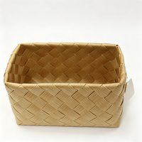 Panier de rangement en rotin tressé PP, écologique, durable, fait main, imperméable, résistant à la moisissure, facile à nettoyer, design moderne, cuisine, salle de bain