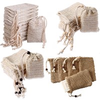 Sac en maille de coton pour savon, best-seller transfrontalier, fait main, à suspendre dans la salle de bain, avec cordon de serrage, logo personnalisable, 9x14cm
