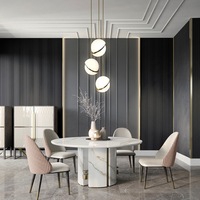 Table à manger italienne lumineuse de luxe Table ronde nordique en marbre Table ronde moderne minimaliste Table à manger combinaison de chaises