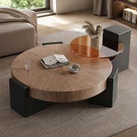 Ensemble de table basse ronde en bois moderne pour petits salons avec un design minimaliste de style italien