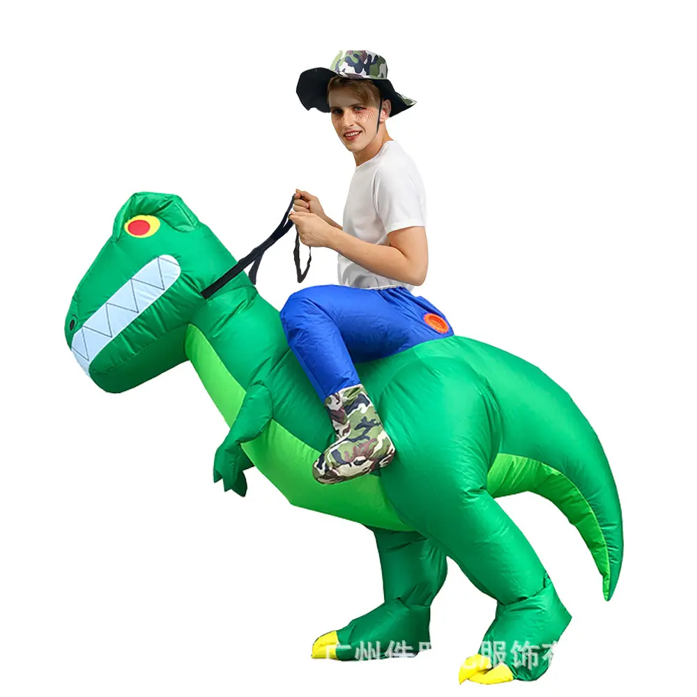 Halloween green fancy dress cosplay inflatable walking dinosaur costumes for adults