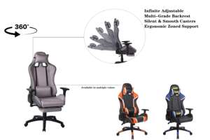 Chaise de jeu CARLFORD <span class=keywords><strong>Extreme</strong></span> <span class=keywords><strong>Gamer</strong></span>, chaise de direction en cuir pliable à dossier haut avec fonctions de massage pour le bureau ou la maison - Product Image 4