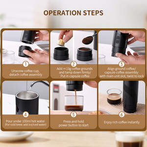 <span class=keywords><strong>Cafetera</strong></span> Portátil con Precio de Fábrica al por Mayor, Logotipo Personalizado, <span class=keywords><strong>Cafetera</strong></span> de Viaje 2 en 1, Compatible con Cápsulas de Café Grueso - Product Image 5