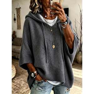 Women's <b>Cropped</b> Batwing Sleeve Solid Cardigan Rose <b>Red</b> S - Product Image 1