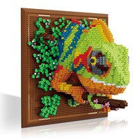 Nuevos Juguetes de Construcción de la Serie Animal, Decoración Mural Tridimensional 3D de Tiburón y Camaleón, Mini Bloques de Construcción para Ensamblar