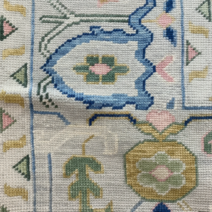 Alfombra de lana anudada a mano Oushak azul 8x10, alfombra abstracta Vintage moderna para dormitorio, habitación de niños, opciones de tamaño personalizado disponibles - Product Image 1