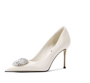 Nuovi Arrivi del Produttore: Eleganti e Versatili <span class=keywords><strong>Tacchi</strong></span> a Spillo in Pelle Verniciata Grigia con Punta Affusolata e Taglio Basso - Product Image 3